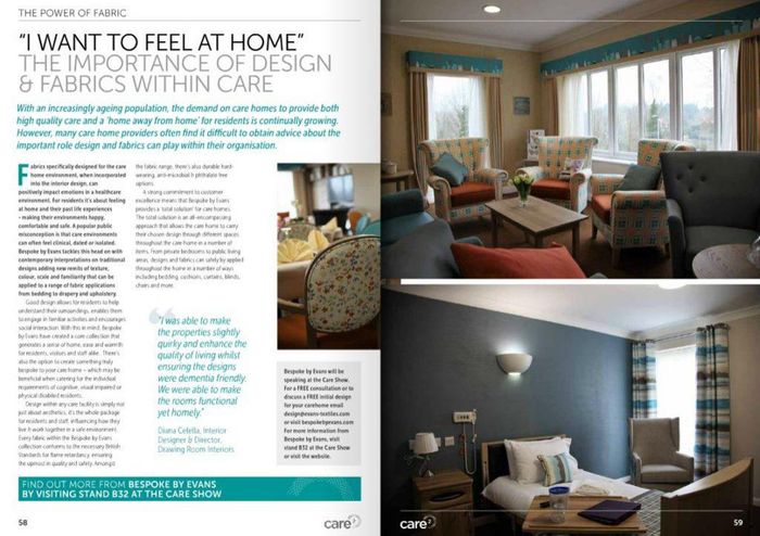 I want to feel at home the importance of design and fabrics within care