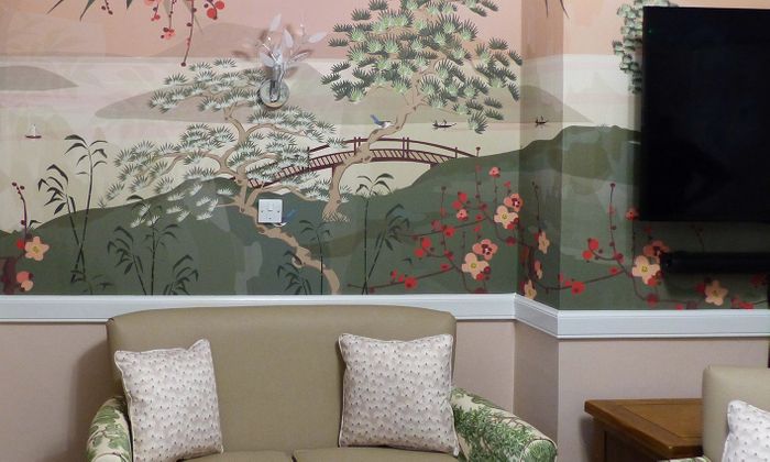 Bespoke mural design inspired by Japanese nature for care home