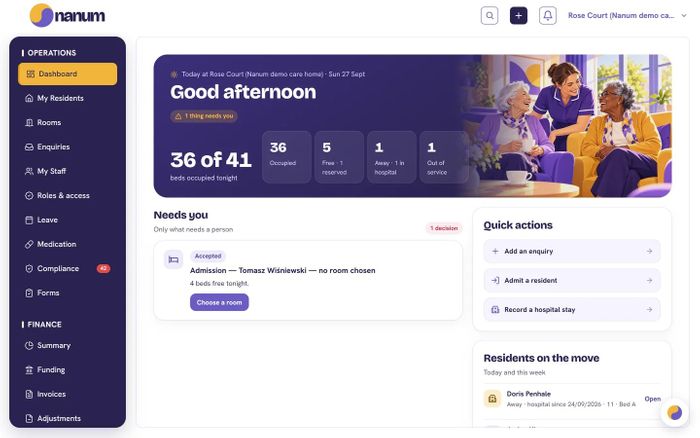 Nanum for care homes