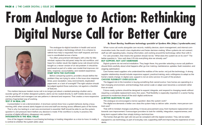 Rethinking Digital Nurse Call for Better Care