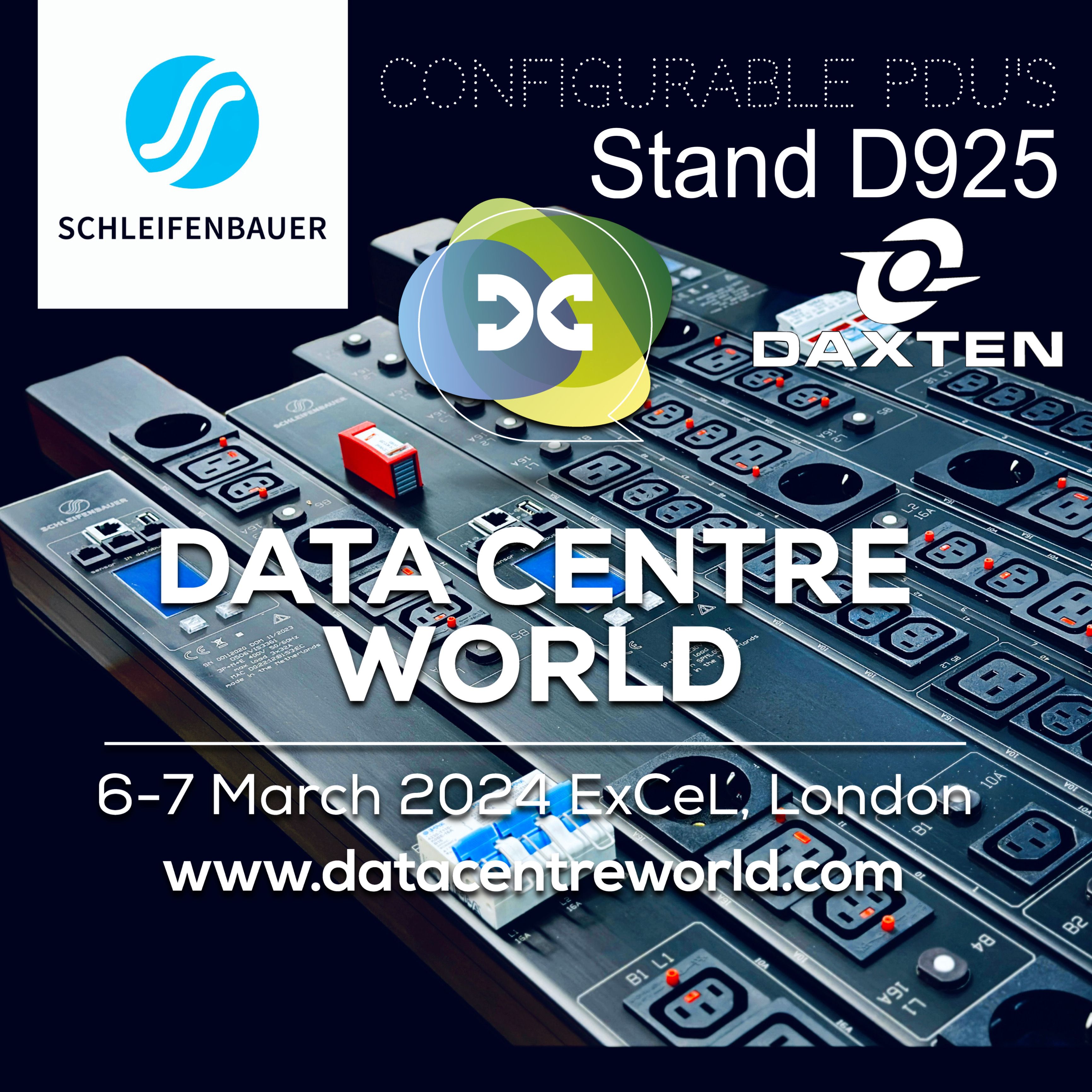 Explore the future of power distribution at DAXTEN STAND D925: Unleash the Power of Customisation with Schleifenbauer configurable PDUs
