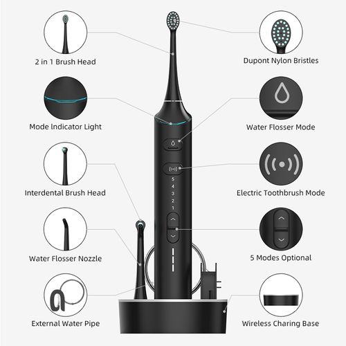 Revolutionary 2-in-1 Hybrid: Electric Toothbrush & Water Flosser System (TF01C) by Relish
