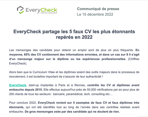 EveryCheck partage les 5 faux CV les plus étonnants repérés en 2022