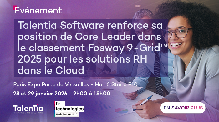 Talentia Software renforce sa position de leader incontesté grâce à une trajectoire accélérée dans le classement Fosway 9-Grid™ 2025 pour les solutions RH dans le Cloud