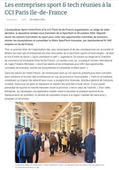 Les entreprises sport & tech réunies à la CCI Paris Ile-de-France