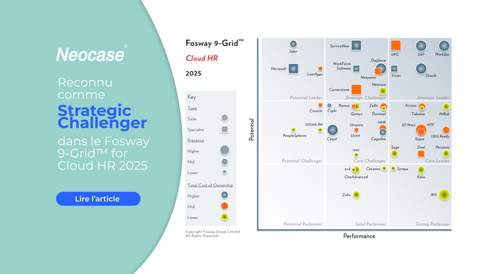 Neocase reconnu comme Strategic Challenger dans le Fosway 9-Grid™ for Cloud HR 2025