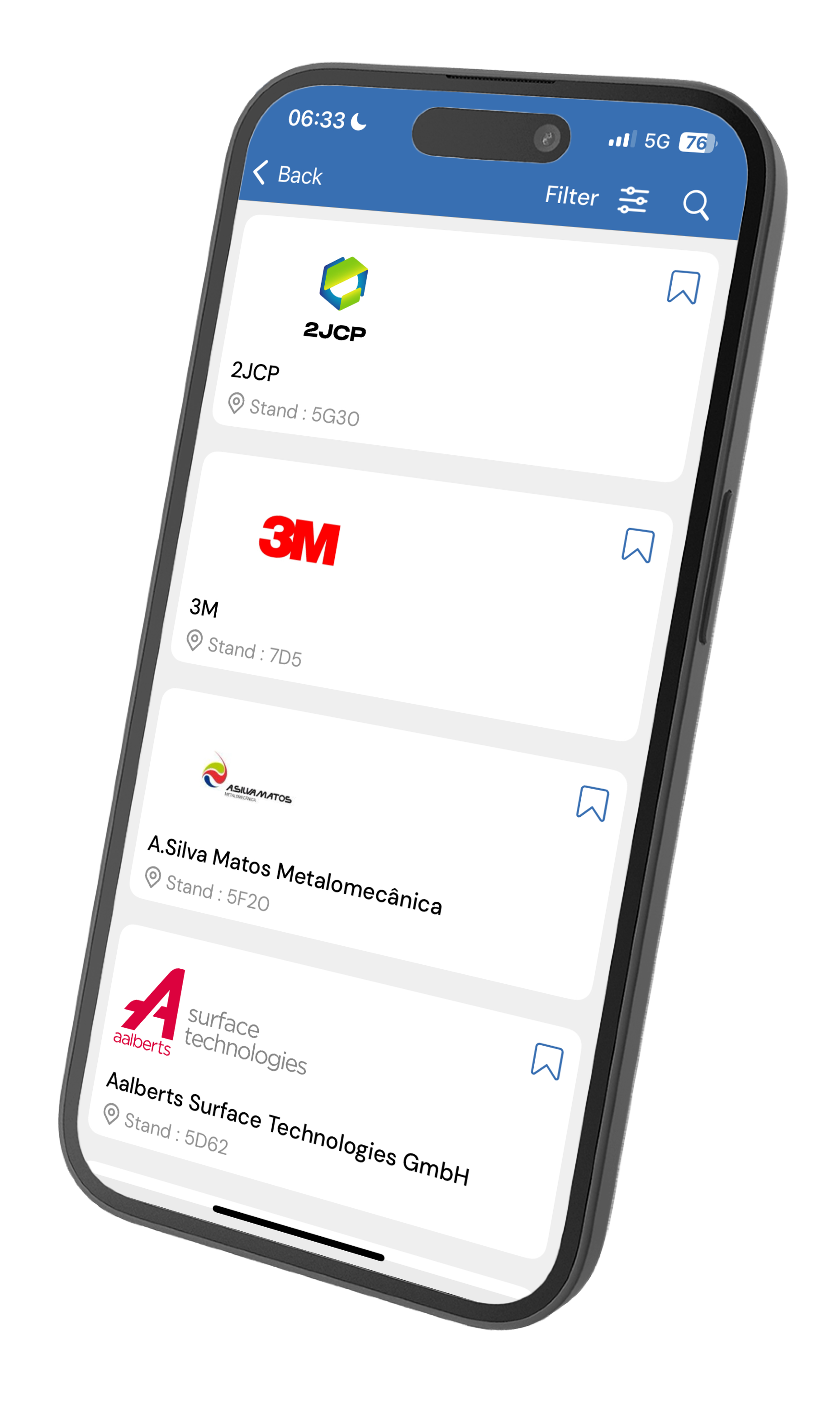 Event App - exhibitor list