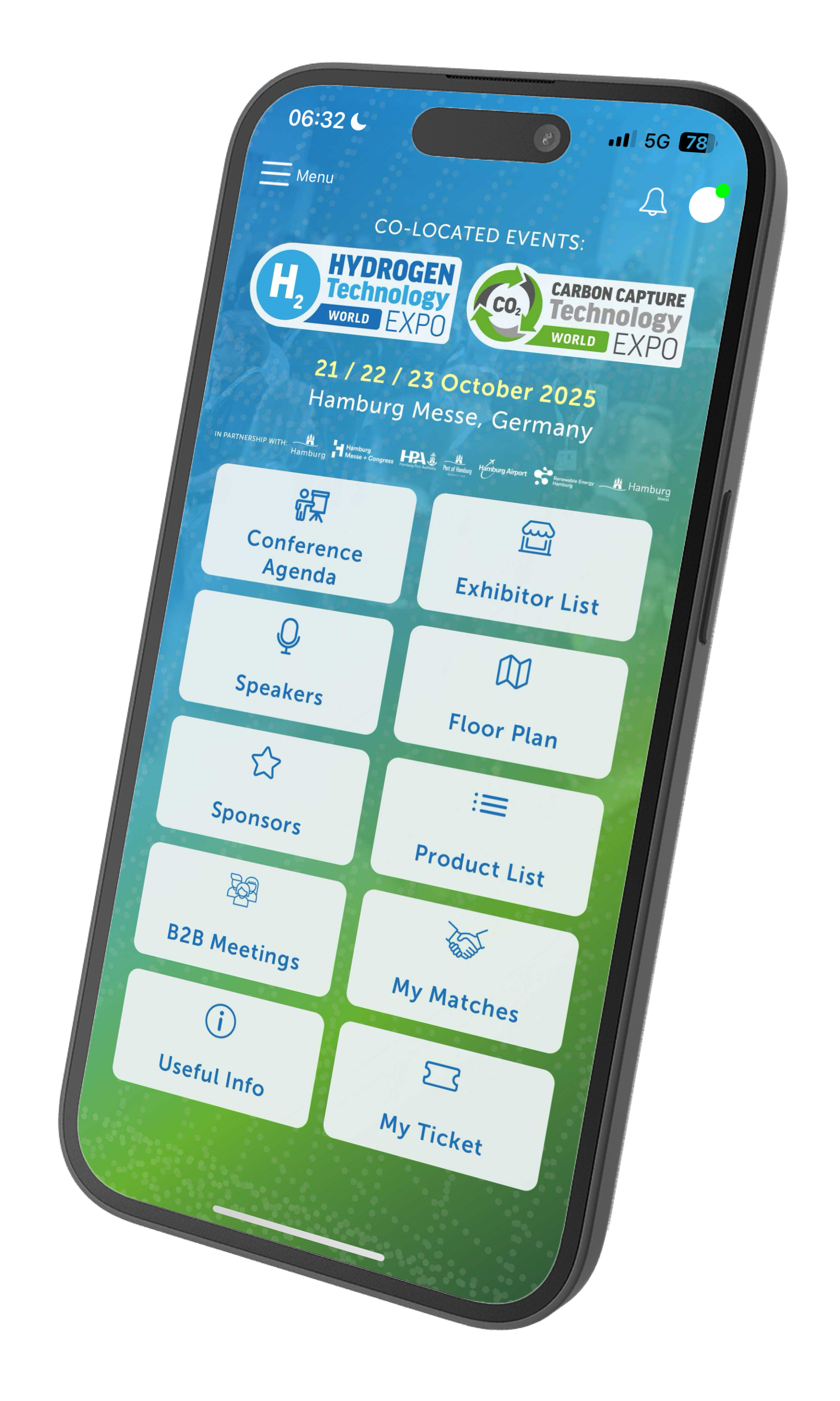 Event App Phone image showing the homepage