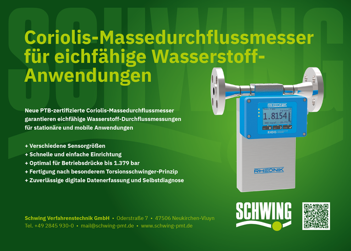 Coriolis-Massedurchflussmesser für eichfähige Wasserstoff-Anwendungen