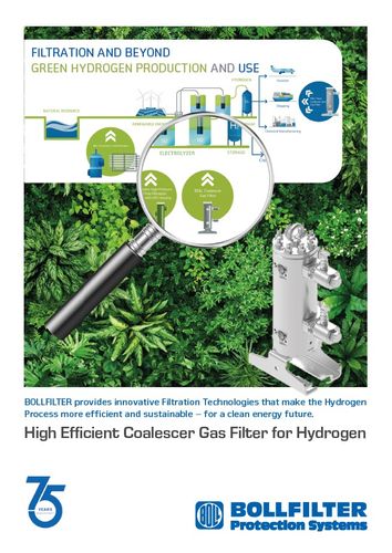 High Efficient Coalescer Gas Filter for Hydrogen