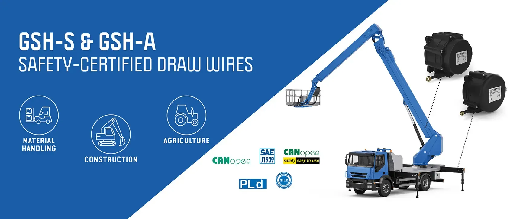 Safety-certified draw wire sensors: Gefran introduces the SIL2 / PLd versions of the GSH series