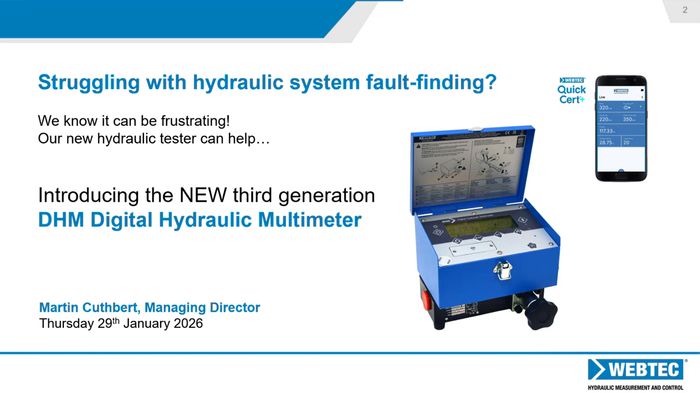 Webinar - Are you struggling with hydraulic system fault finding? - Introducing our New Digital Hydraulic Multimeter