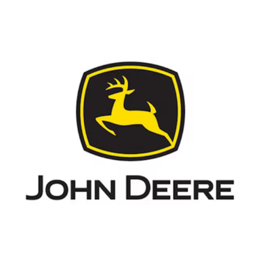 Photo shows the John Deere logo