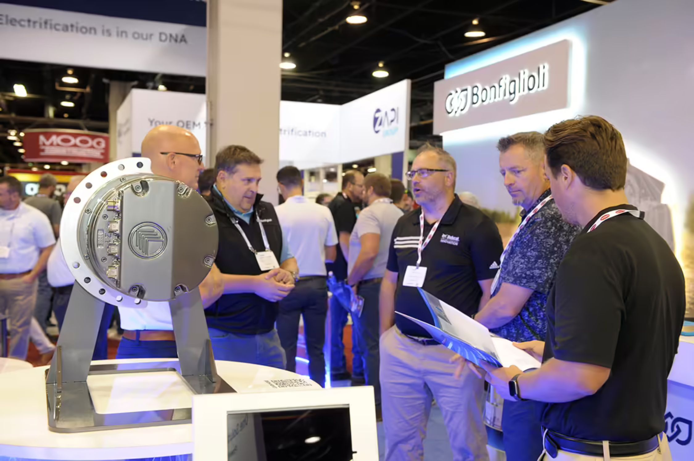 Photo shows a busy booth at iVT Expo in Chicago