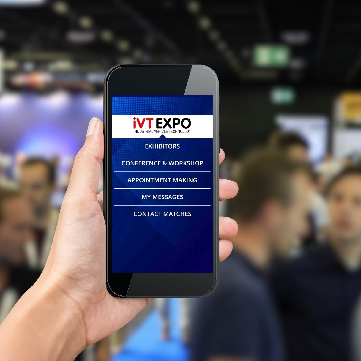 Photo shows someone using the iVT Expo app at the event
