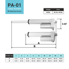 PA-01 IP65 Mini Linear Actuator - Optional Feedback