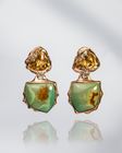 Lava 18K Rose Gold Drop Earrings with Green Turquoise and Citrine