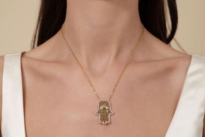 18K Gold Plated Hasma Hand Necklace