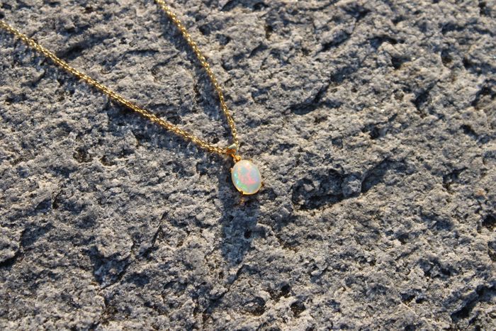 18K Gold Plated Opal Stone Necklace