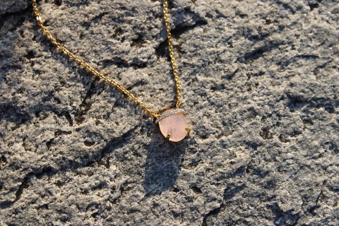 18K Gold Plated Rose Quartz Necklace