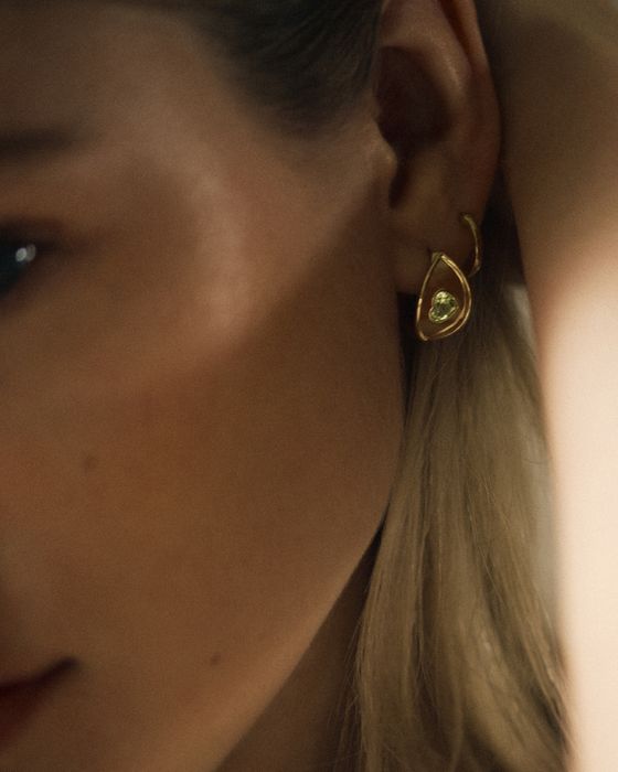 Evil Eye Yellow Gold Hoop Earrings