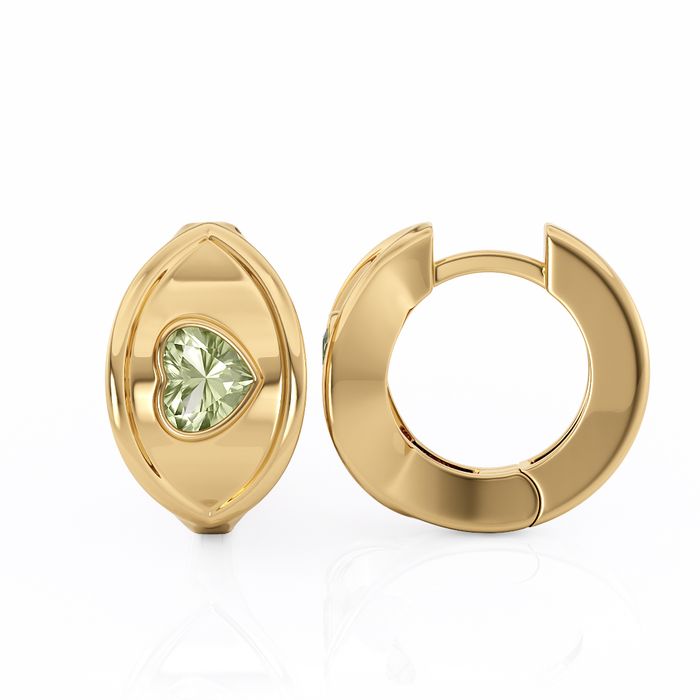 Evil Eye Yellow Gold Hoop Earrings