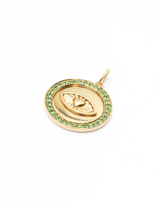 Evil Eye Yellow Gold Pendant with Tourmaline