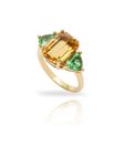 Yellow Gold Cocktail Ring with Heliodor and Tsavorite