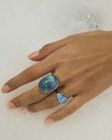Bold and Chunky Australian Black Opal and Platinum Ring