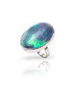 Bold and Chunky Australian Black Opal and Platinum Ring
