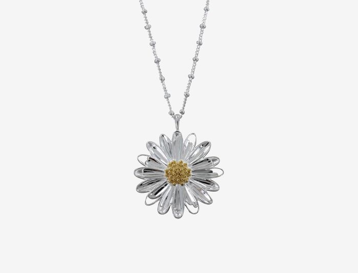 Sterling Silver Large Daisy Necklace