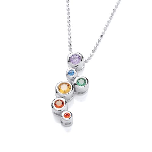 Silver & Rainbow Cubic Zirconia Bubbles Pendant