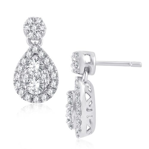 0.50cts Round Natural Diamond Cluster Earring