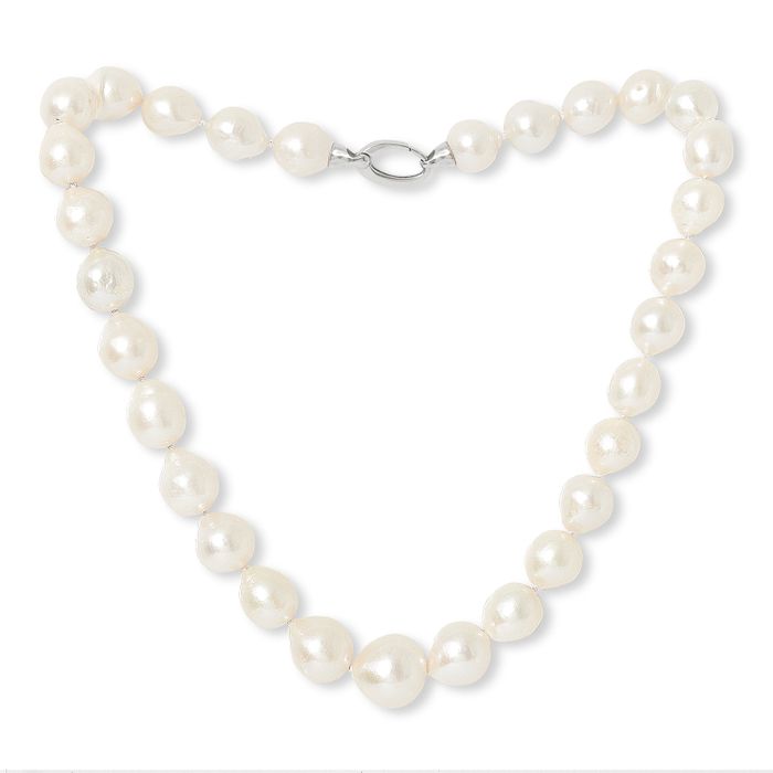 Large cultured freshwater pearl necklace with sterling silver clasp