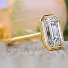 9CT Emerald bezel ring large solitaire Emerald cut moissanite engagement ring big diamond ring bezel set Emerald cut engagement ring wedding