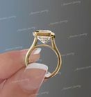9CT Emerald bezel ring large solitaire Emerald cut moissanite engagement ring big diamond ring bezel set Emerald cut engagement ring wedding