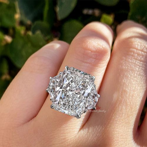 11.4 CT Radiant moissanite engagement ring Three stone Moissanite Trapezoid&large Radiant cut engagement ring diamond cocktail wedding ring