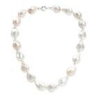 Large 'fireball' cultured freshwater pearl necklace with sterling silver clasp
