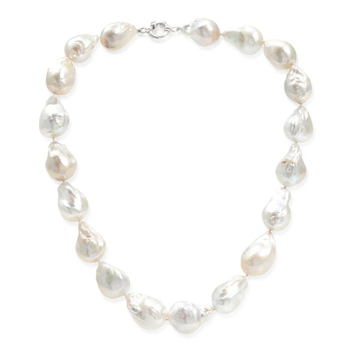 Large 'fireball' cultured freshwater pearl necklace with sterling silver clasp