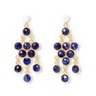 Pearl drop chandelier earrings with sapphire drops