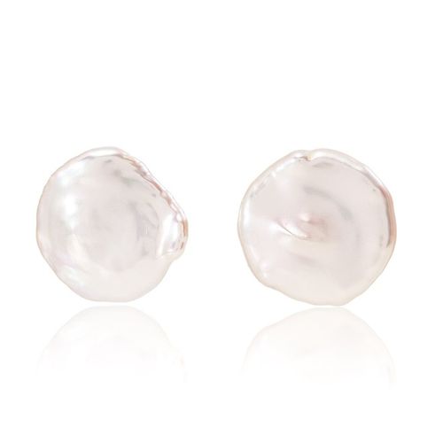 Large keishi pearl stud earrings on sterling silver posts