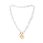 Cultured freshwater pearl necklace and bracelet set with gold vermeil heart