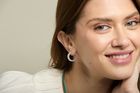 Triple mother of pearl bead hoop earrings set in silver