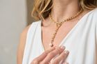 18kt gold filled chunky chain necklace with cultured freshwater pearl