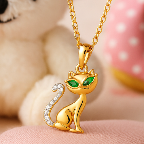 Gold Vermeil & Cubic Zirconia Cat Necklace