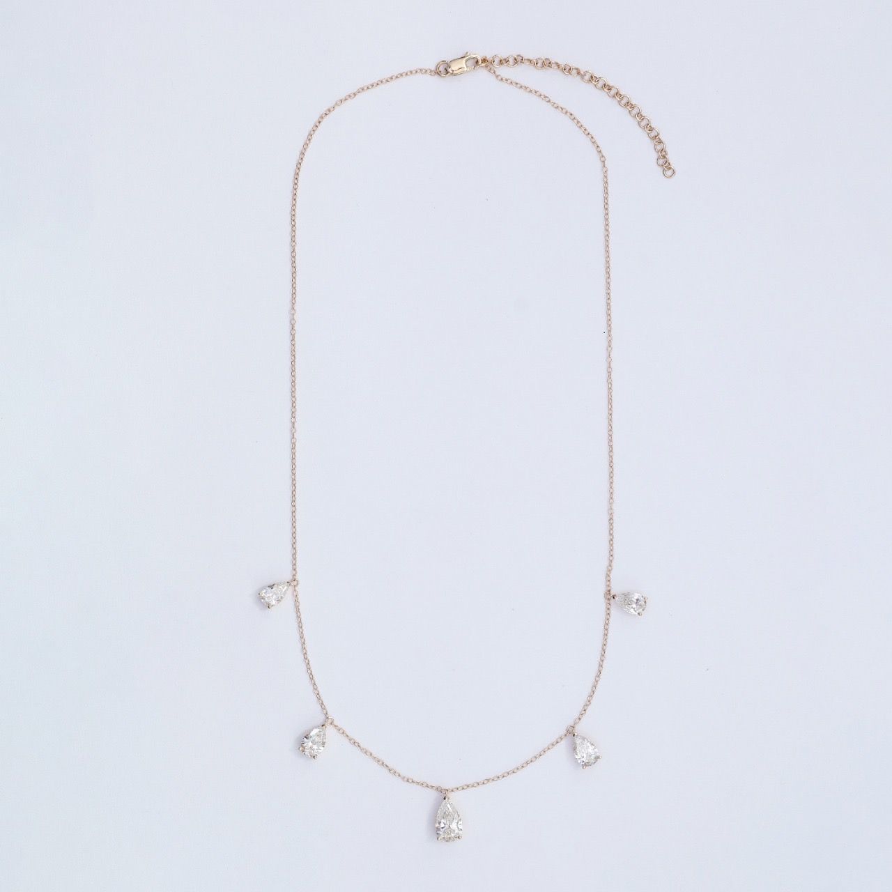 Pear Shaped Lab Grown Diamond Station Drop Necklace