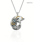 Silver Sleeping Fox Necklace with Moonstones