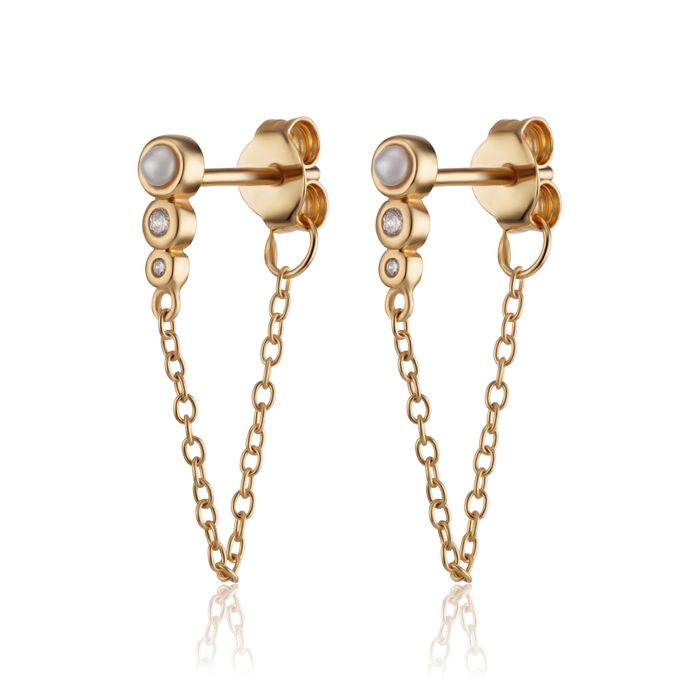 Hannah Martin Chained Pearl Stud Earrings