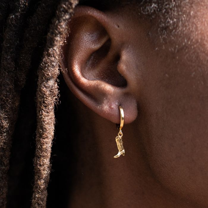 Cowboy Boot Charm Hoop Earrings