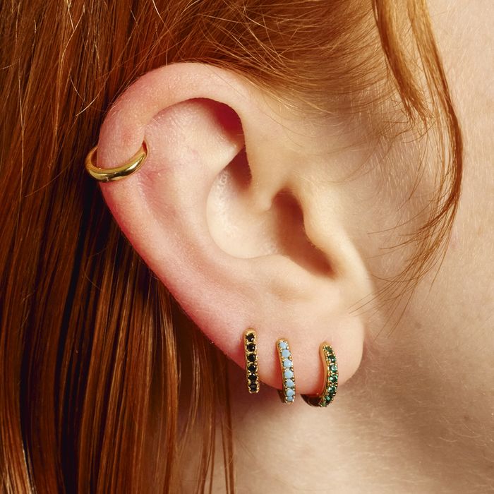 Huggie Earrings with Clear Stones